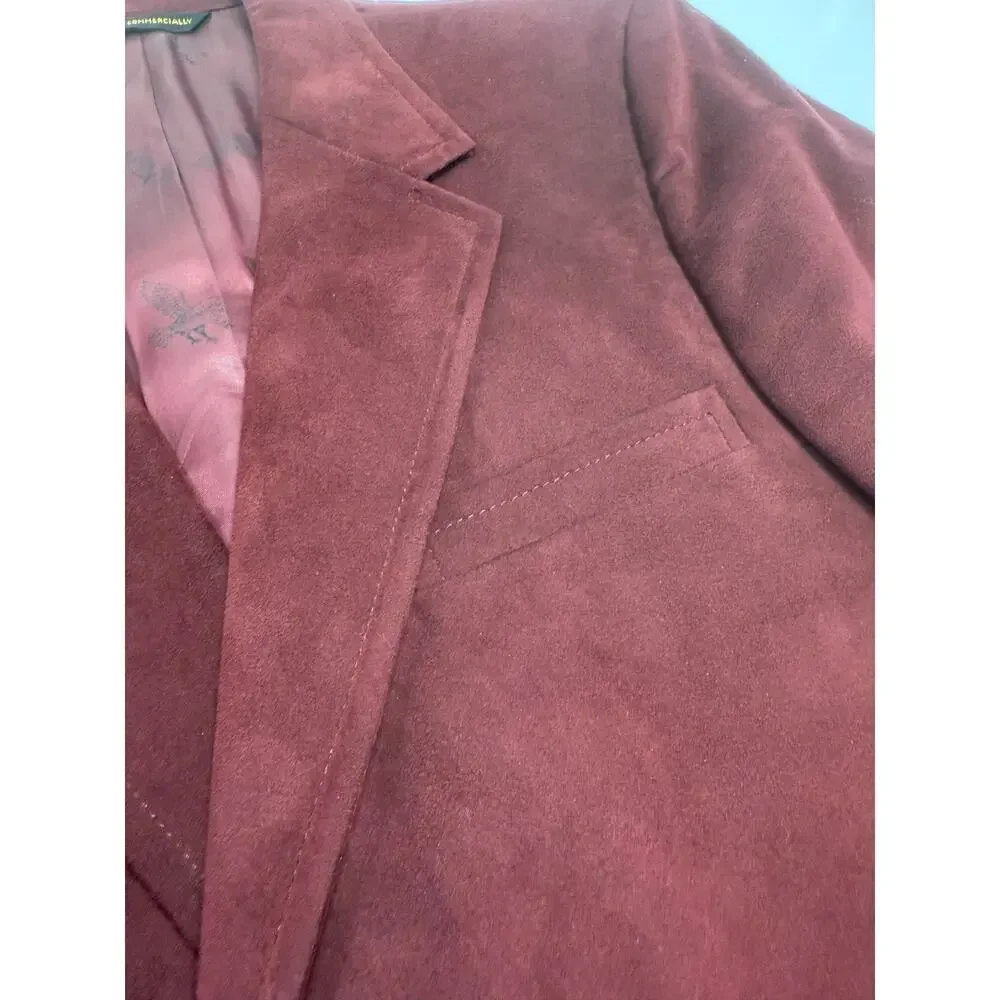 Vintage Burgundy Suede Look Blazer Retro Preppy Tailored Jacket Kingsridge